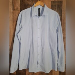 Lululemon Mens XXL Long Sleeve Button Up Shirt Light Blue One Thing At A Time